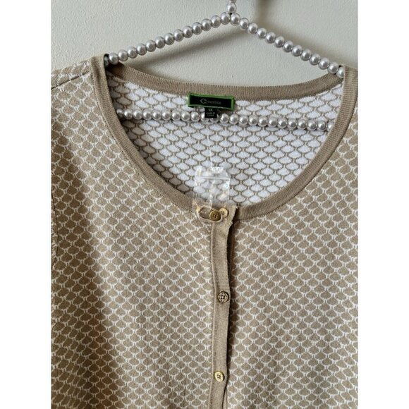 NWOT C Wonder Womens Plus Size 1X Cardigan Sweater Tan Button Front - Picture 2 of 5